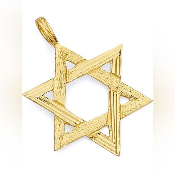 14k Solid Yellow Gold Star of David Pendant | 14K Star of David charm | - Picture 8 of 8